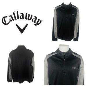 Callaway Men's Quarter-Zip Golf Sweater, Size XL, Black & Gray, Sports Attire